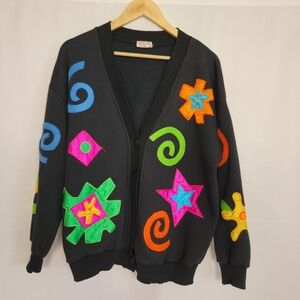 Retro Colorful Patterned Cardigan #2698